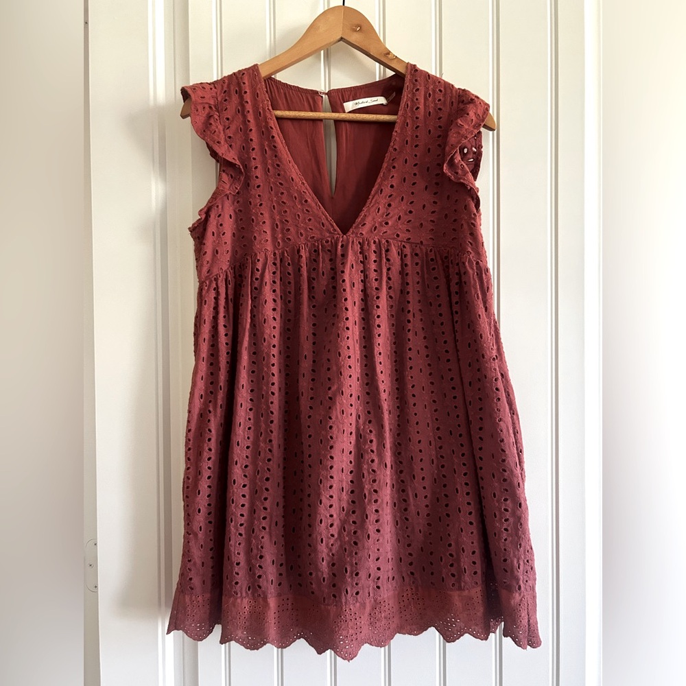Mustard Seed Terracotta soft wash eyelet cotton romper